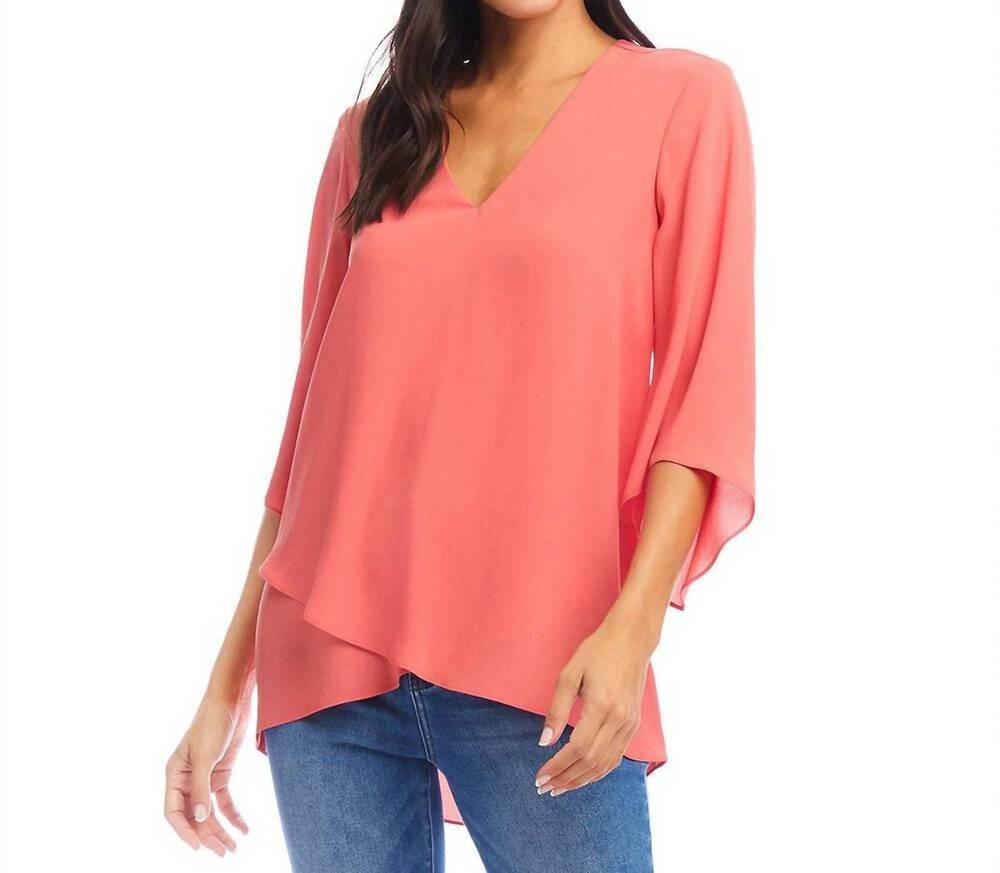 NEW KAREN KANE bracelet sleeve asymmetric top in salmon